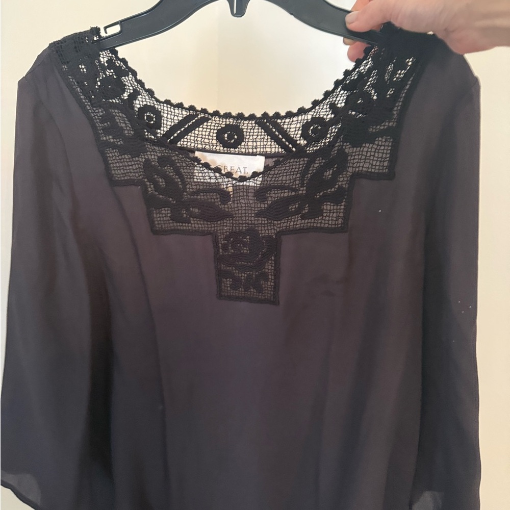 Elegant Black Lace Trim Top